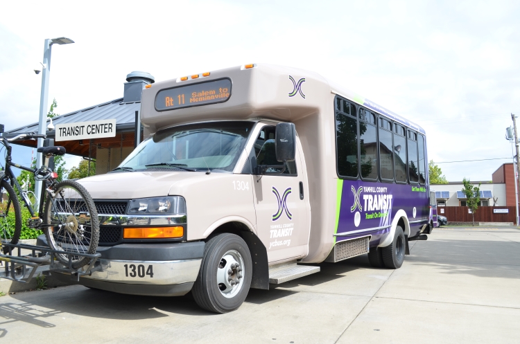 Route 11 Bus 1304 Loaded Bike Transit Center Sign Visible Route 11 Bus 1304 Loaded Bike Transit Center Sign Visible